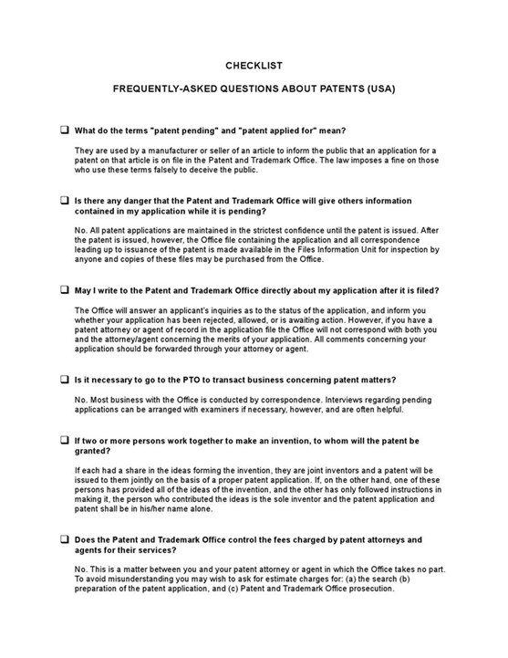 Checklist 20faq20about20patents 1