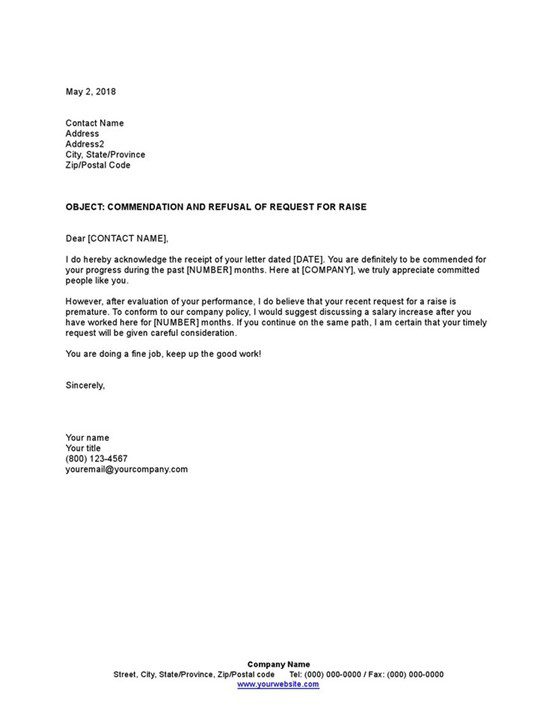 Commendation20and20refusal20of20request20for20raise 1